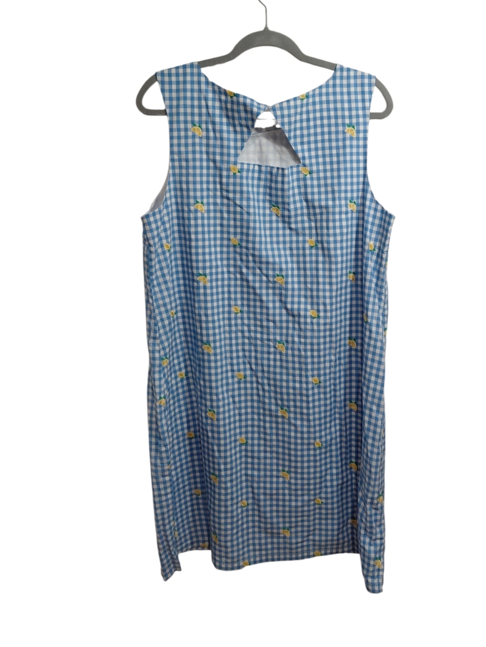 Kim Rogers Blue Gingham Sleeveless Shift Dress with Yellow Lemon Motif - Picture 2 of 5